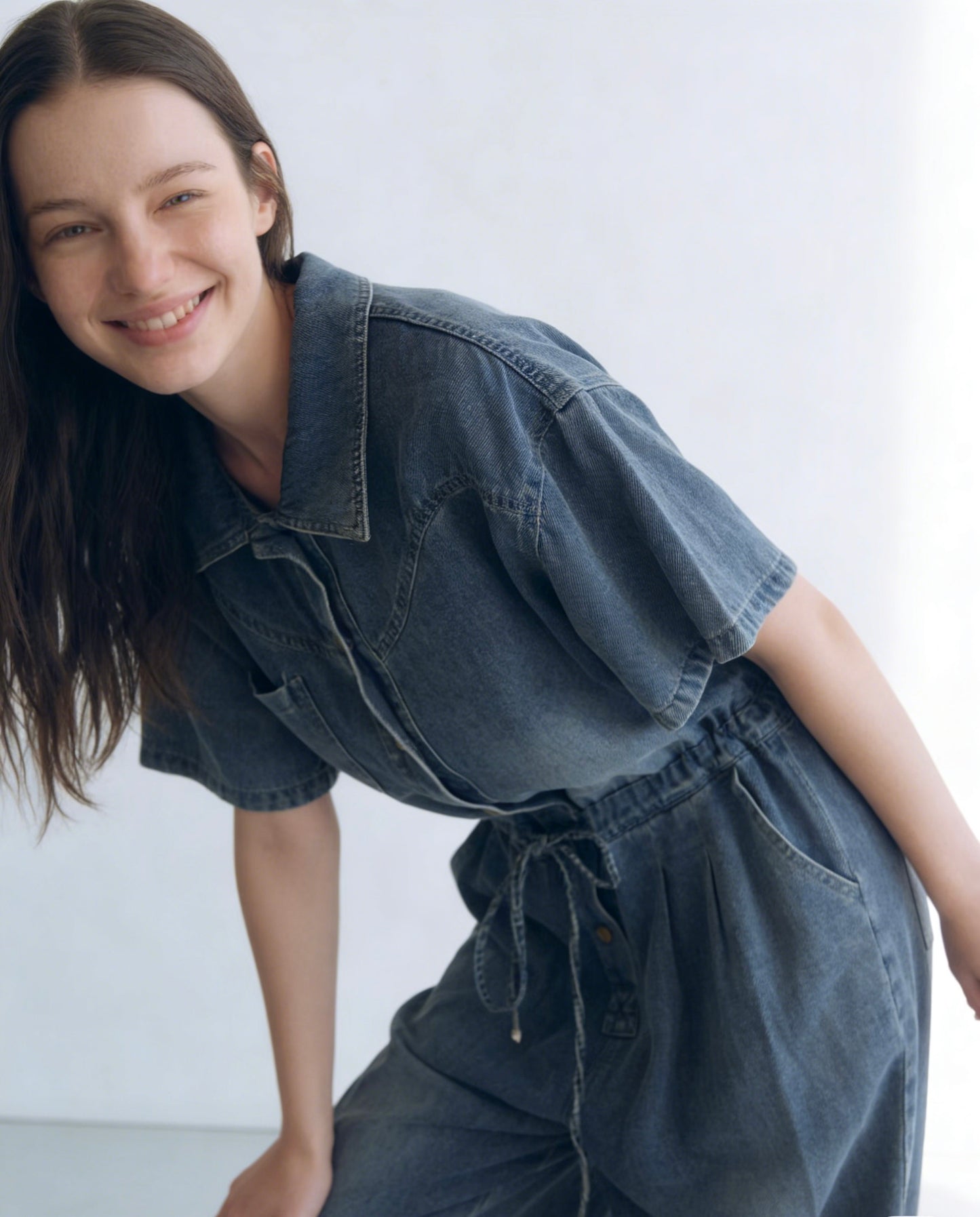 Camille Washed Denim Jumpsuit