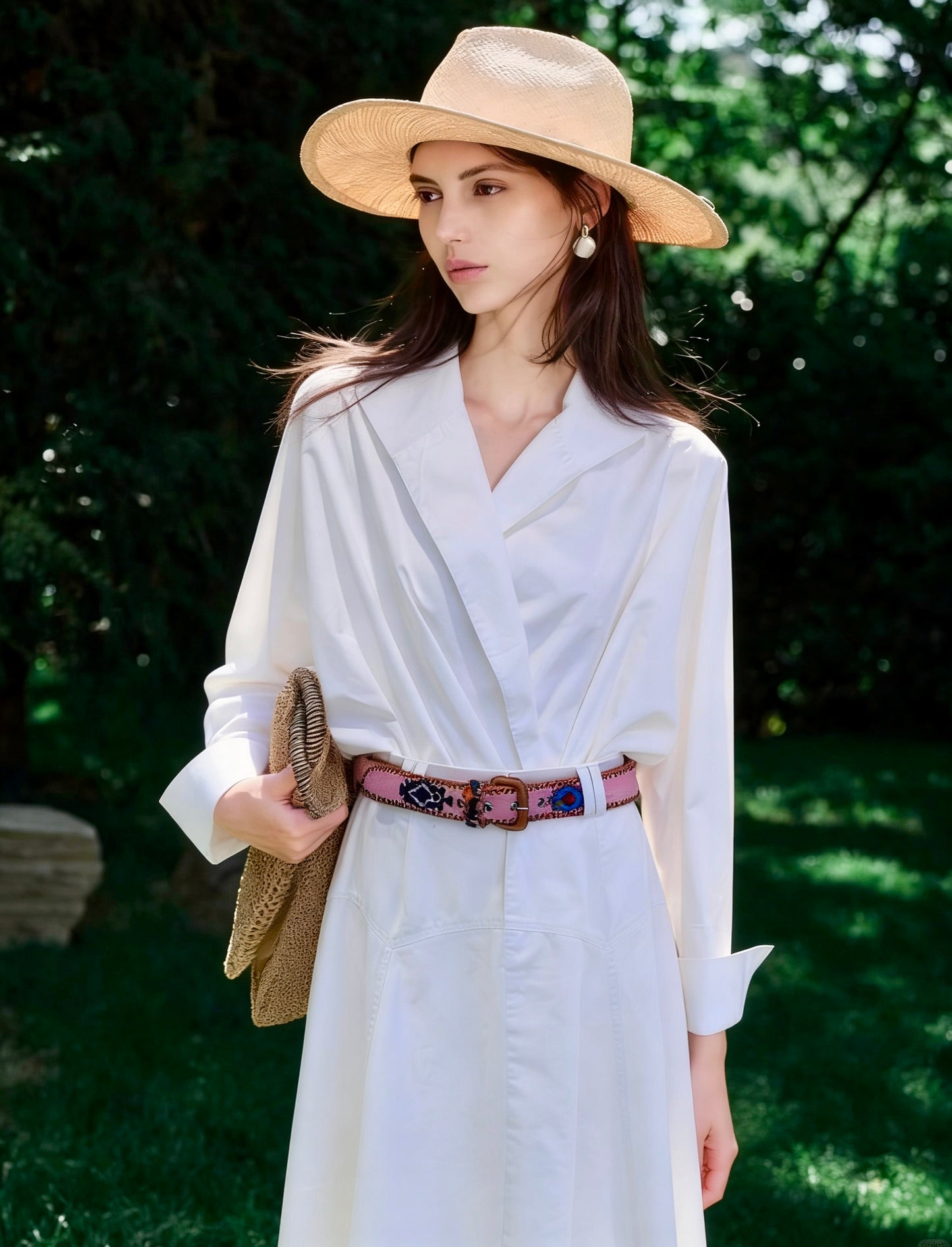 Margaux White Belted Shirt Blouse
