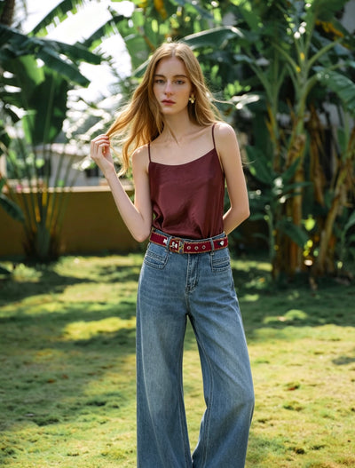 Louise Washed Blue High-Waisted Wide-Leg Jeans