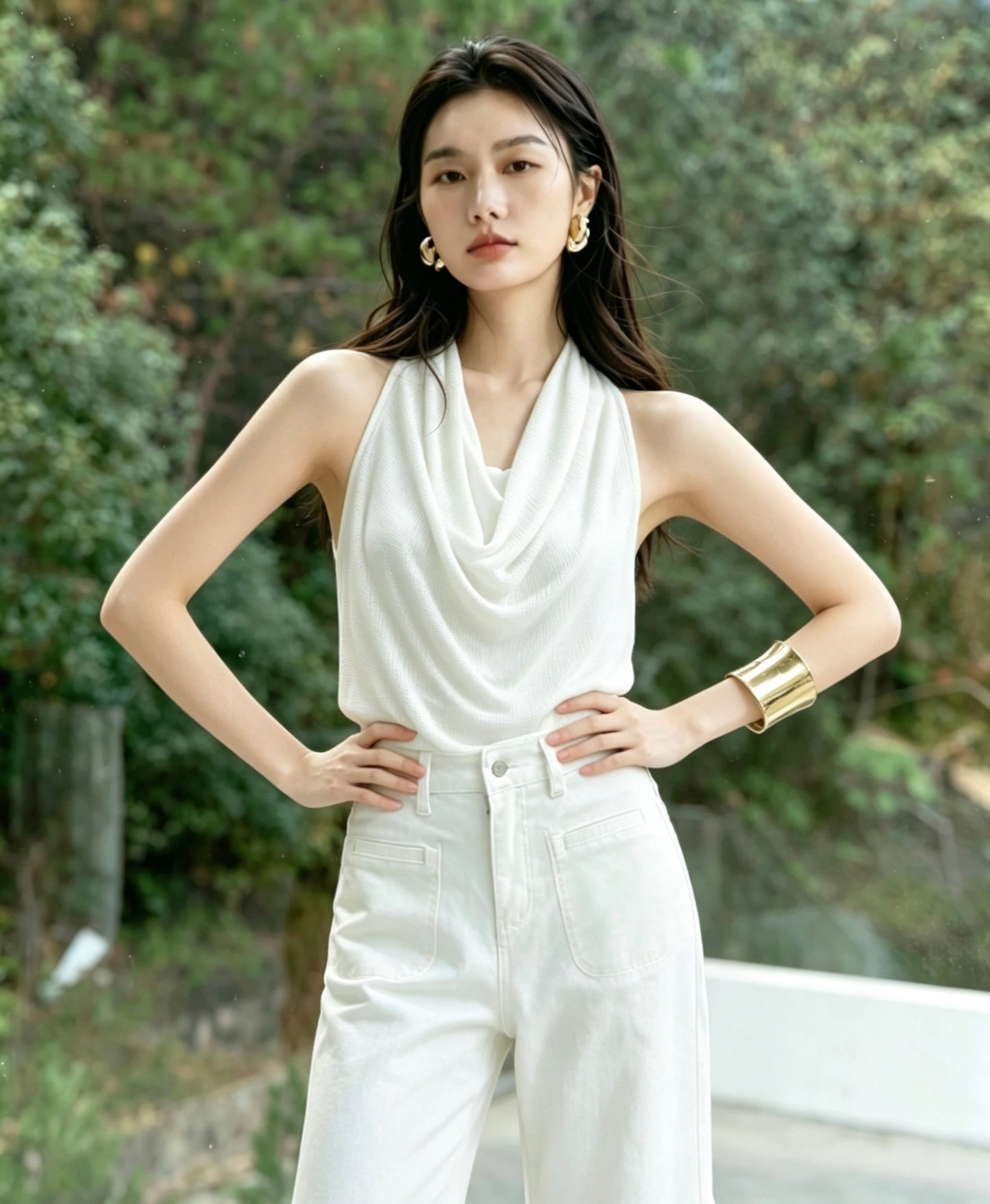 Camille Cowl Neck Knit Halter Top