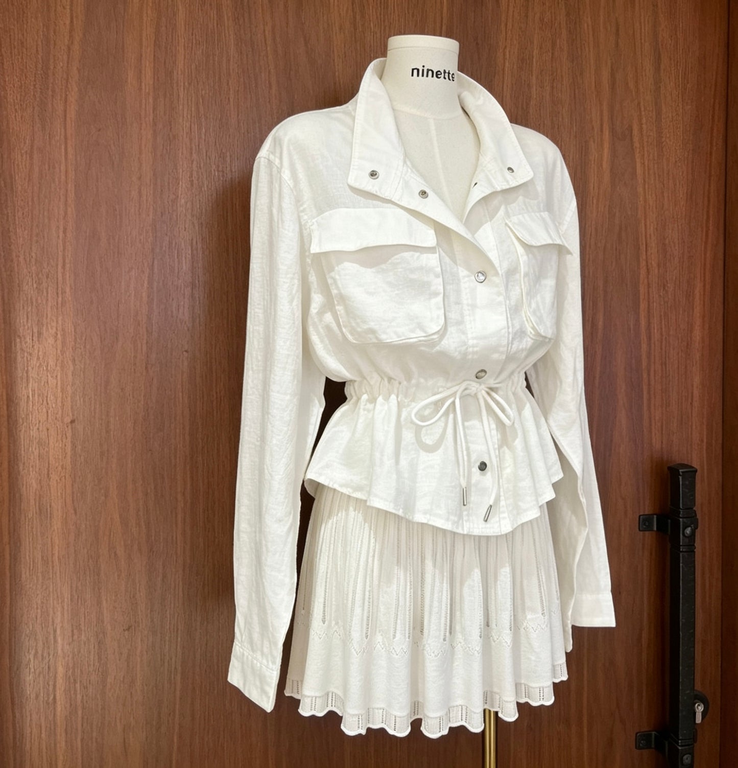 Margot White 100% Linen Cinched Utility Jacket
