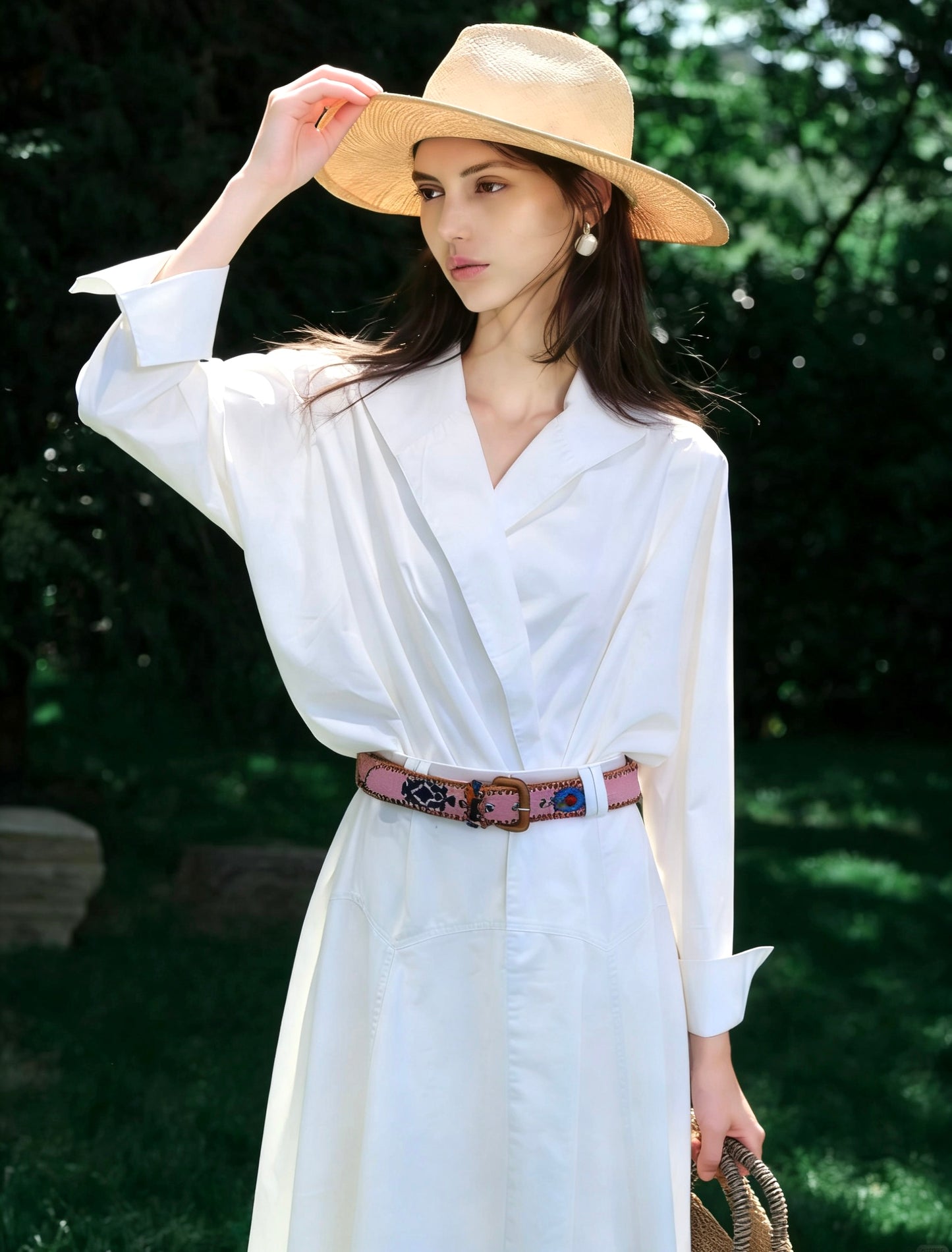 Margaux White Belted Shirt Blouse