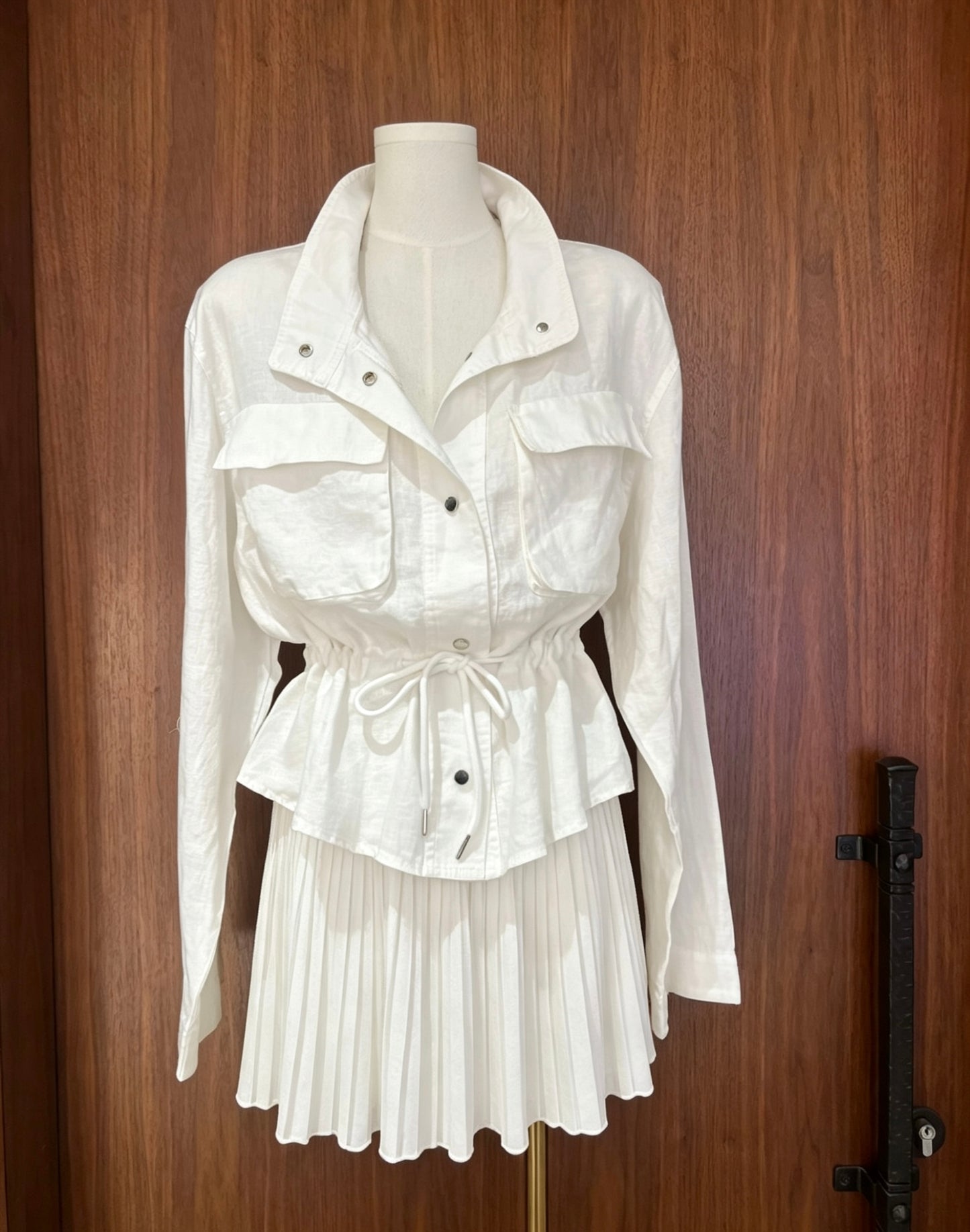 Margot White 100% Linen Cinched Utility Jacket