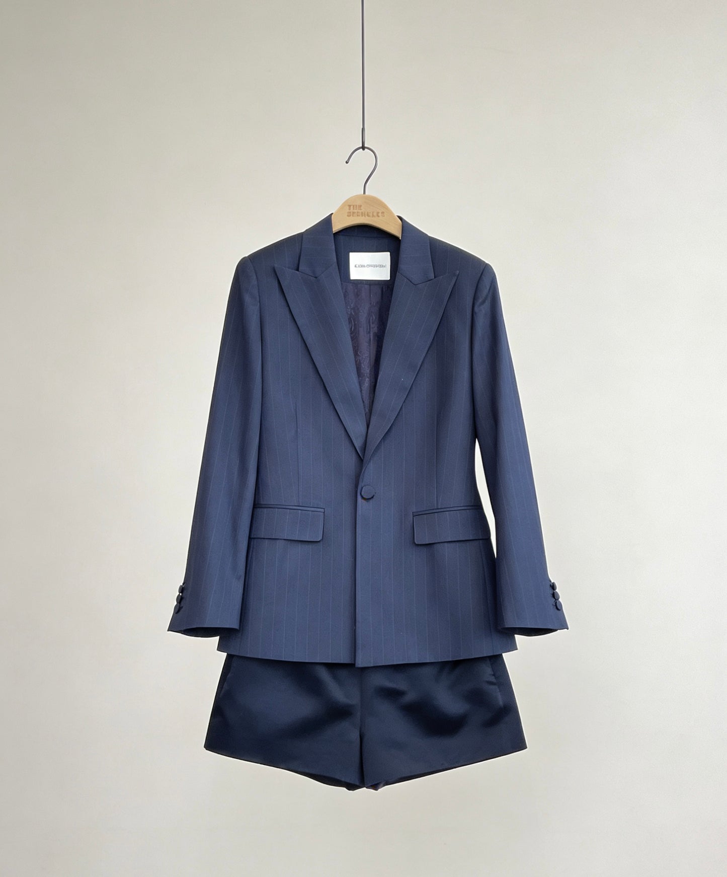 Valérie Navy Pinstripe Tailored Blazer