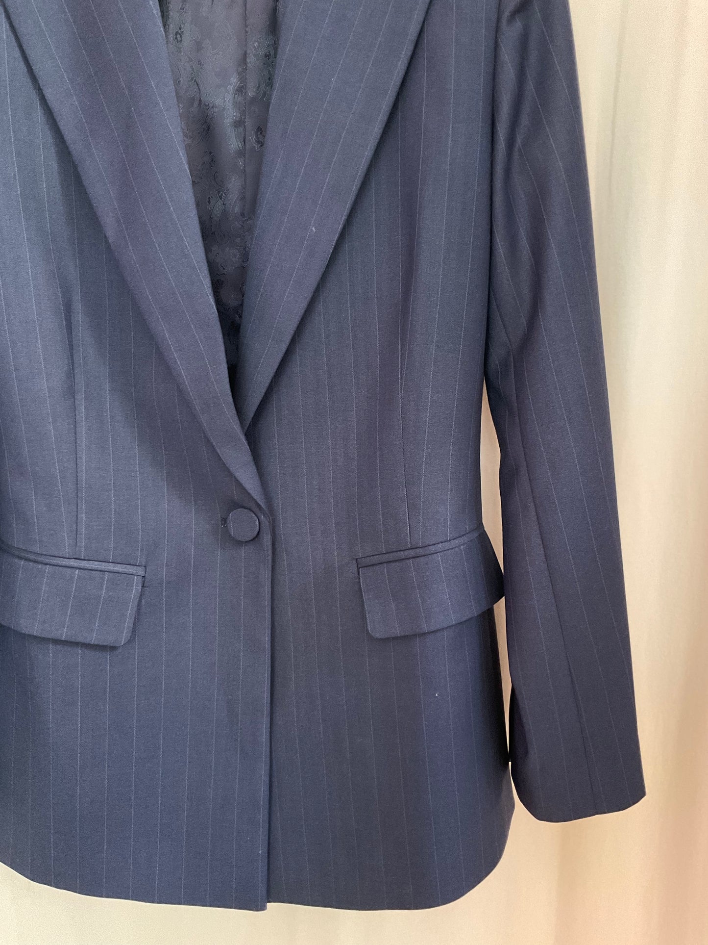 Valérie Navy Pinstripe Tailored Blazer