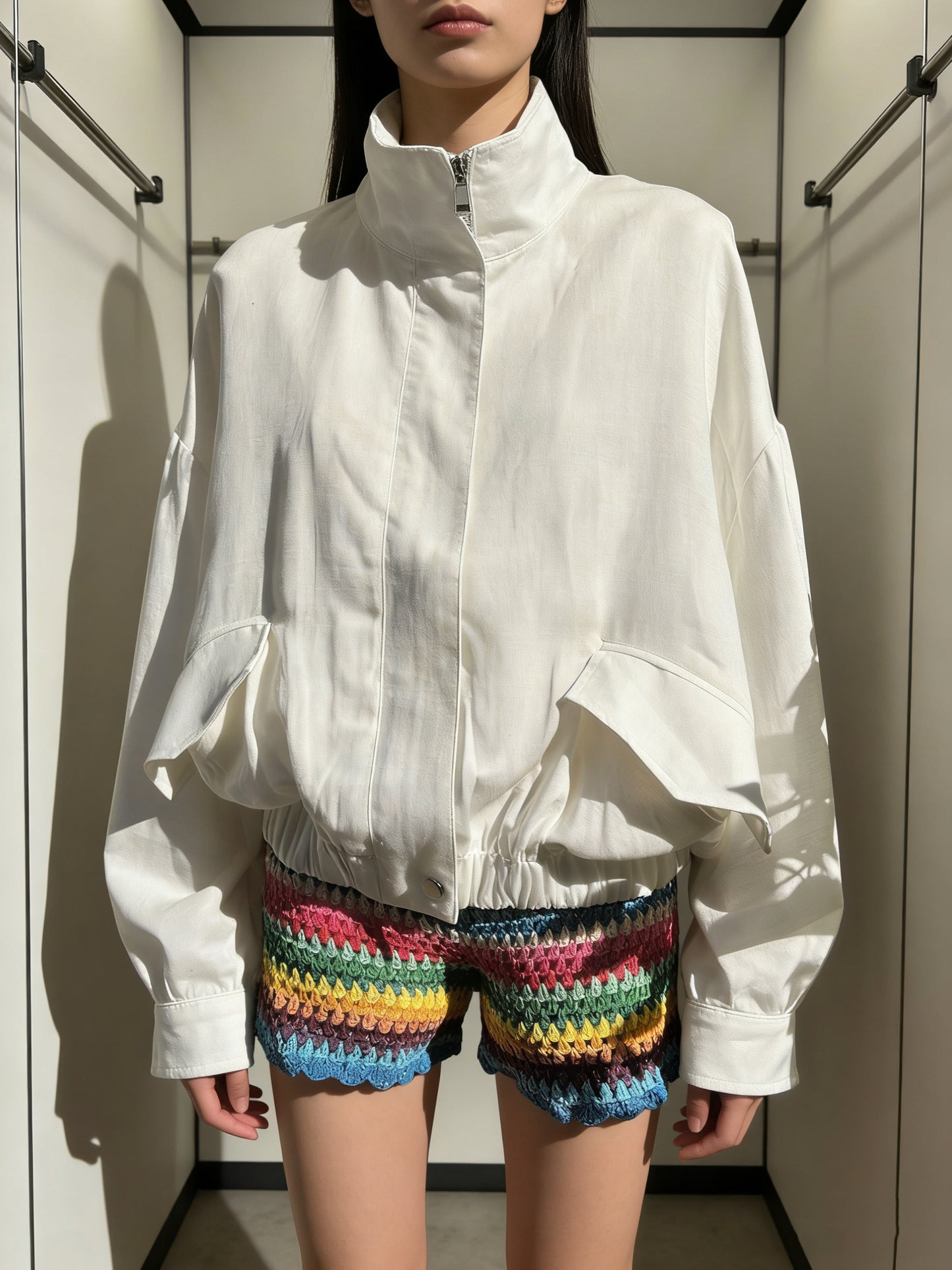 Elara White Linen Cropped Jacket