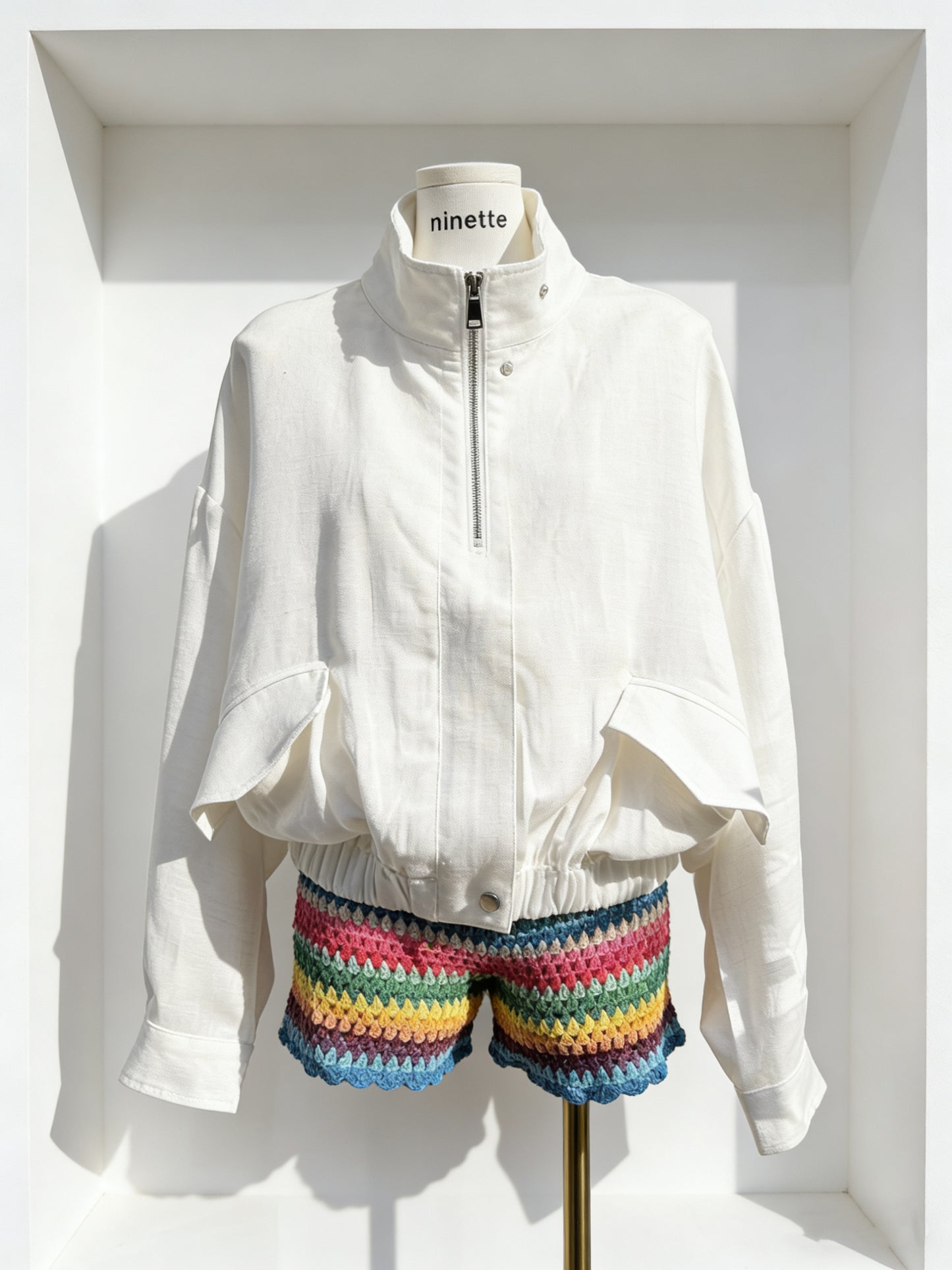 Elara White Linen Cropped Jacket