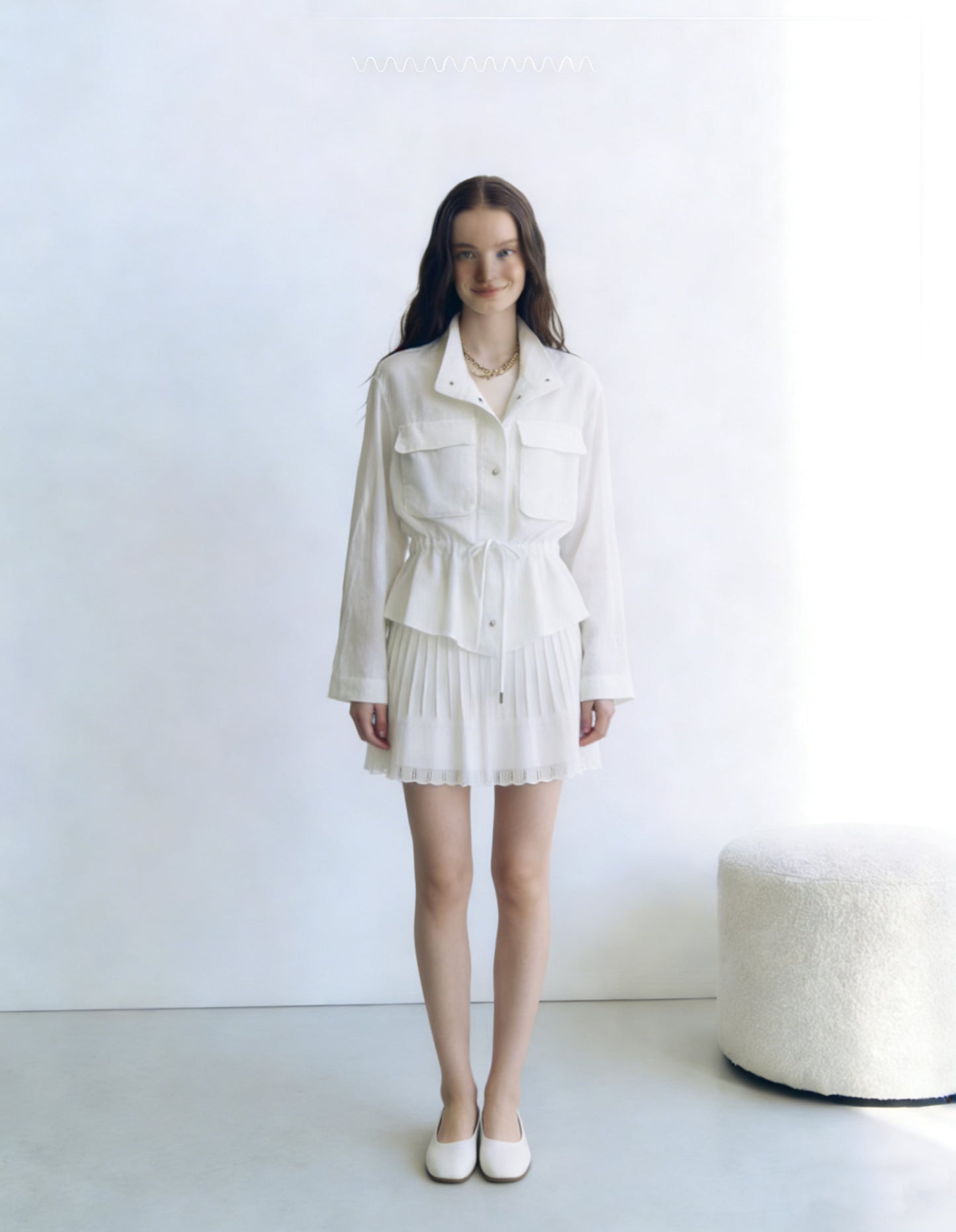 Léa White Knit Pleated Mini Skirt