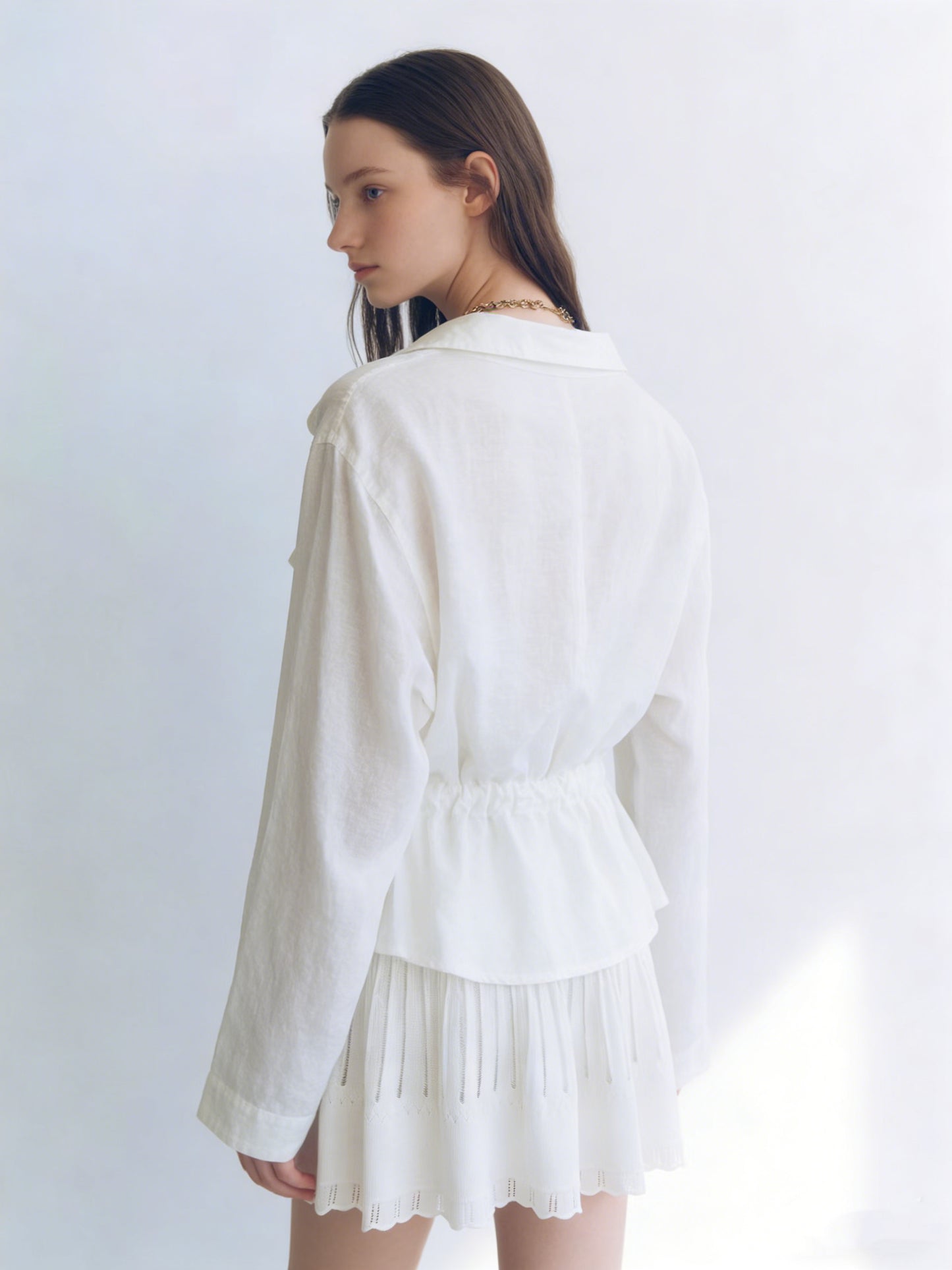 Léa White Knit Pleated Mini Skirt