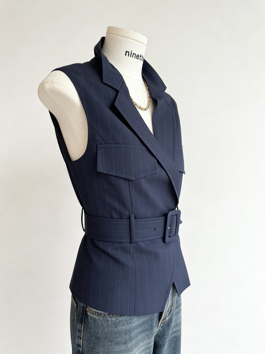 Alix Caramel Brown Belted Waistcoa