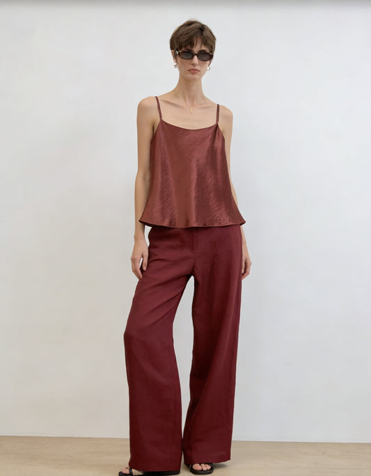 Juliette Burgundy Satin Cami Top