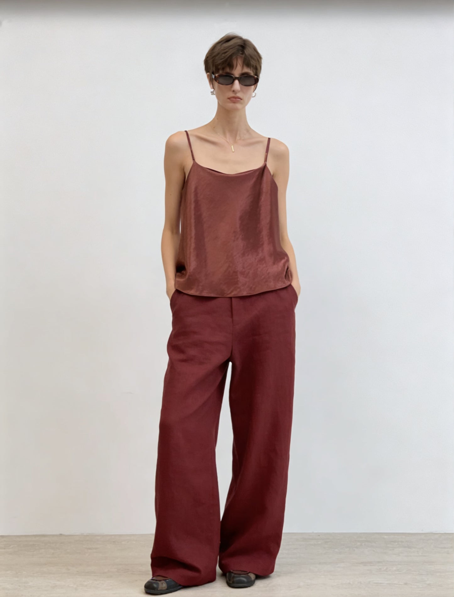 Juliette Burgundy Satin Cami Top