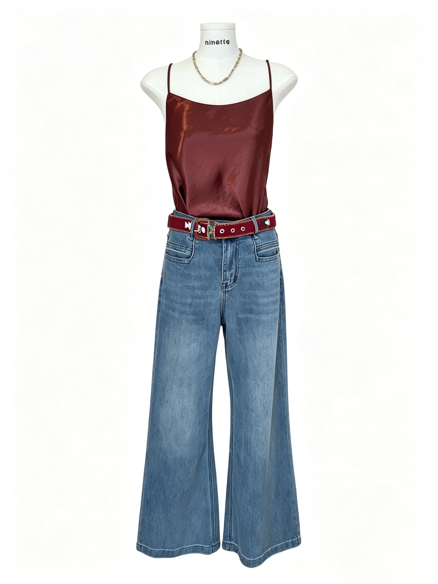 Louise Washed Blue High-Waisted Wide-Leg Jeans