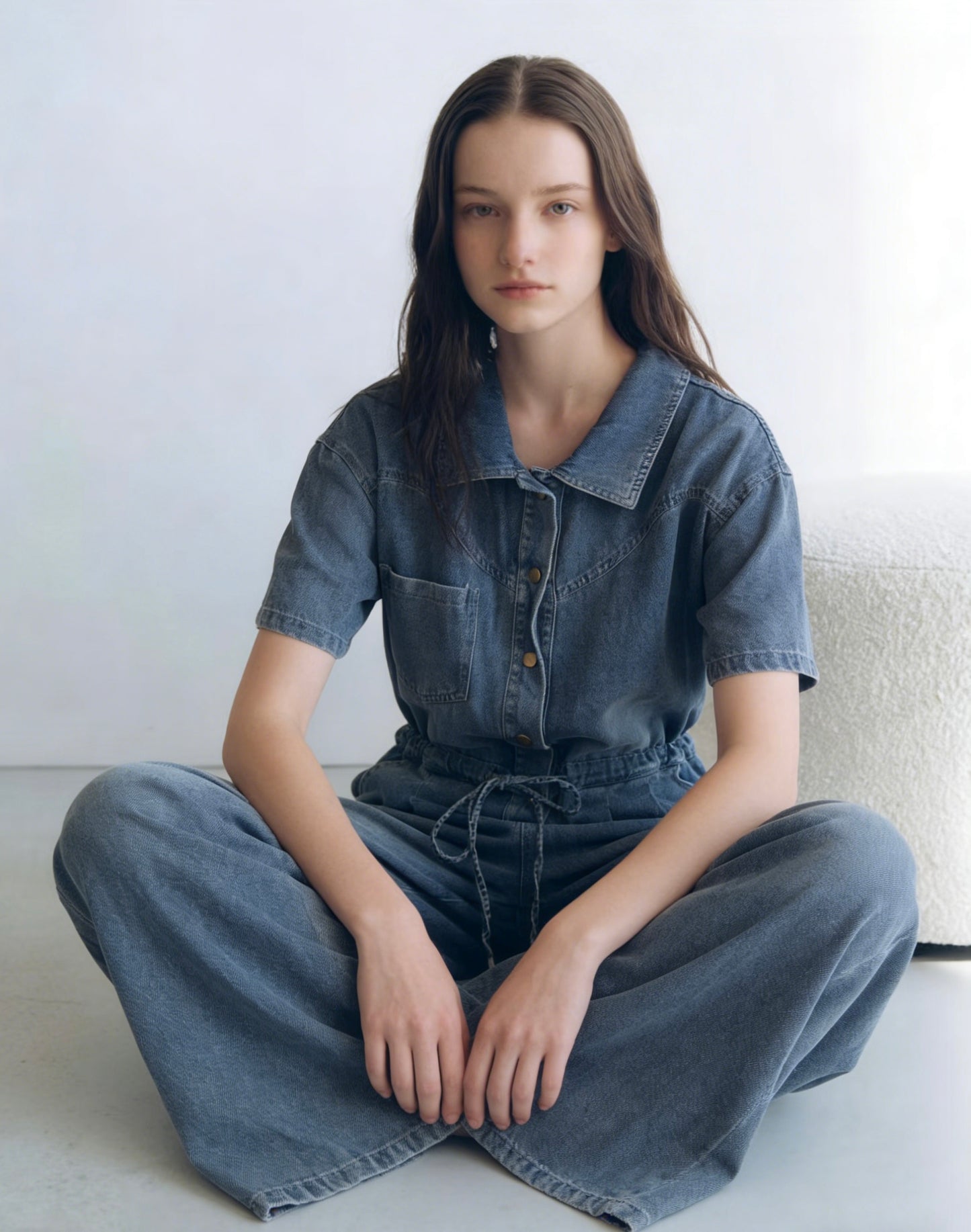 Camille Washed Denim Jumpsuit